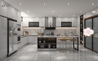 Meuble de cuisine modulaire en bois massif de noyer, style Shaker, nouveau modèle populaire, avec évier en acier inoxydable et meuble sous évier