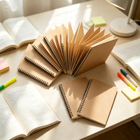 Carnet à spirales en papier kraft blanc A5, 50 feuilles, carnet en papier personnalisé - Marque MS pour cadeaux, usage professionnel et bureautique