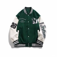 Blouson de baseball vintage pour homme avec broderie de lettres, simple boutonnage, style streetwear