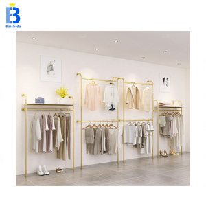 Estante de ropa de Boutique De Oro Ecológico portátil moderno Estantes de exhibición de diseño interior de tienda minorista bonita - Product Image 2