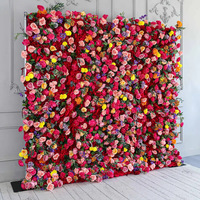 Mur de fleurs artificielles multicolores en rose, directement de l'usine, pour décorations de fond de fête et arrangements floraux de mariage