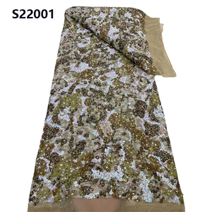 CHOCOO precio al por mayor brillo nigeriano encaje tela tul lentejuelas bordado tela de encaje - Product Image 4