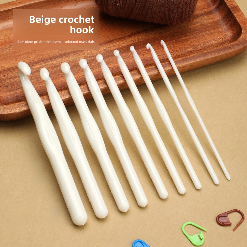 New Beige Plastic Crochet Hook 3Mm-12Mm DIY Wool Knitting Sweater Tool knitting tool