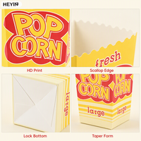 Boîte à popcorn jetable en carton imprimé, conteneur conique en papier à ouverture supérieure pour bonbons, chips, friandises, emballage pour fêtes et cadeaux