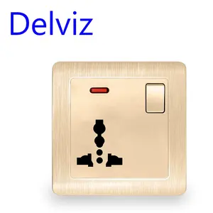 Delviz 13A Wall Power Supply Outlet AC 110V~250V,Switch button control jack, International universal Electrical plug Wall Socket