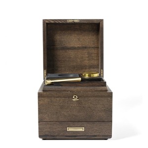 Premium Ash Wooden Stash Box-Caja de cigarros Hermética Lavable Latón <span class=keywords><strong>Doob</strong></span> tubo Amoladora Tarro de vidrio Cenicero de hormigón Encendedor - Product Image 2