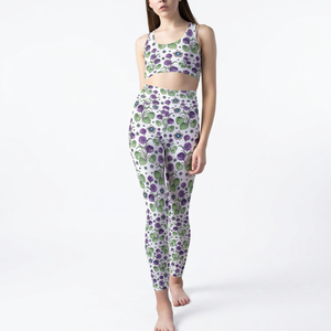 Leggings taille haute pour femmes, avec coutures, pour yoga et fitness, imprimés par transfert thermique, protection UV, style club sexy, respirants - Product Image 1