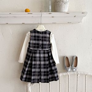 Gilet a scacchi da bambina vestito da bambina autunno 2025 nuovo arrivo gilet stile <span class=keywords><strong>Chic</strong></span> da bambina vestito da bambina - Product Image 3
