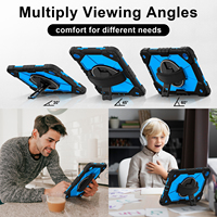 Étui robuste anti-chute WESOROL pour Samsung Tab A11 Plus/A9 Plus 11 pouces avec support rotatif à 360°, dragonne et bandoulière, noir et bleu