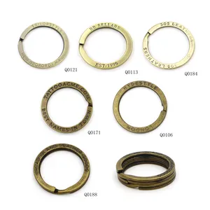 Llavero dividido de oro y plata personalizado de alta calidad, suministros de llavero plano de metal, anillo o dividido