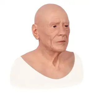 Halloween Male Full Silicone Head Mask Lifelike Old Man With Wrinkle For Sproof Cosplay Costume Filming Props Masquerade Ball