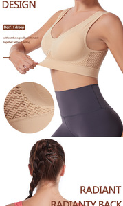 เสื้อชั้นในกีฬาผู้หญิงแบบตาข่ายขายส่ง สำหรับฟิตเนส วิ่ง ออกกำลังกาย ซับแรงกระแทก ไร้โครง ขนาดใหญ่พิเศษ 6XL ครอปท็อป ระบายอากาศได้ดี เหมาะสำหรับโยคะ - Product Image 2