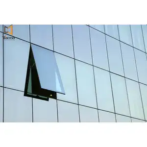 Aluminum Semi Unitized Curtain Wall System Double Tempered Full Glass Curtain Wall