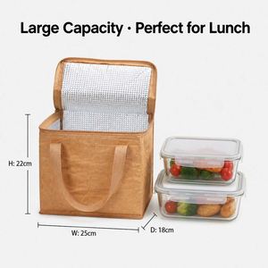 Eco-friendly Recyclable Oxford Material <b>Backpack</b> Zipper Closure Waterproof Thermal Insulated 2 Persons Brown Kids Students <b>Lunch</b> - Product Image 5