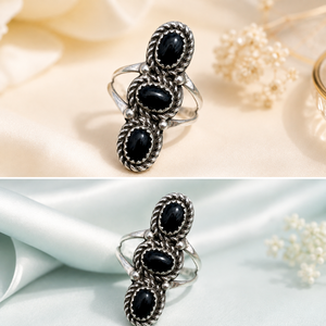 Anillo de Cóctel con Piedra Preciosa de Ónix Negro Vintage, Plata de Ley 925, Engaste de Bisel Ovalado, Joyería Unisex, Regalo, Uso Diario - Product Image 1