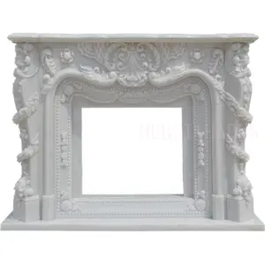 Mantello del camino dell'interno di marmo di stile francese moderno intagliato a mano da vendere