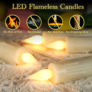 6 bougies coniques sans flamme ivoire avec télécommande et minuterie, bougies <span class=keywords><strong>LED</strong></span> à piles de 7 pouces pour la décoration de la maison, des fêtes et des mariages - Product Image 2
