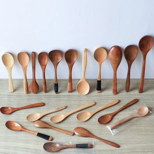 Cuillère en bois de bambou pour la cuisine, ustensile de cuisson, cuillère à soupe, cuillère à thé, cuillères en bois à long manche pour enfants - Product Image 5