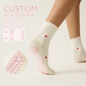 डिजाइन लोगो कॉटन महिला फैशन स्पोर्ट्स ने महिलाओं की बैले एंटी स्लिप ग्रिप योगा पिलेट्स मोजे एथलेटिक क्रू रूफ़ल कस्टम मोजे - Product Image 1