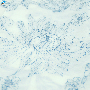 <strong>White</strong> Cotton <strong>Voile</strong> With Blue Embroidery Threads Breathable Floral Pattern Cotton Embroidery Fabric for Woman Apparel Garment - Product Image 5
