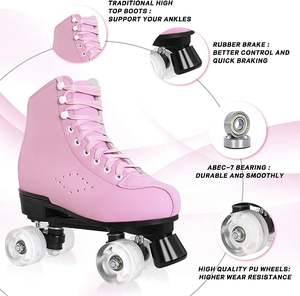 Nouveauté : Patins à roulettes <span class=keywords><strong>quad</strong></span> à 4 roues en cuir, pas chers, à louer, unisexes, pour femmes, adultes et filles - Product Image 6