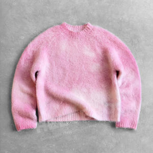 Мужской свитер из мохера с индивидуальным логотипом OEM, зимний, с жаккардовым узором, вязаный джемпер, дизайнерский пуловер, трикотаж, вязаный свитер на заказ - Product Image 2