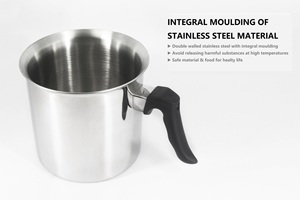 1.6L Double Wall Stainless Steel Whistle Milk <b>Pan</b> Sauce <b>Pan</b> Whistling Boiling Milk Pot with <b>Lid</b> for Candles Soap - Product Image 2