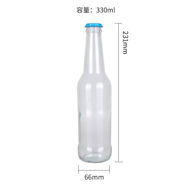 ストック330ml透明透明空スパークソーダ水炭酸飲料カクテルブリーズビールガラスボトル