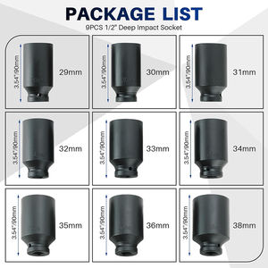 9-टुकड़ा 1/2 \ "ड्राइव मीट्रिक 6-पॉइंट सॉकेट CR-MO सेट 29 मिमी-38 मिमी गहरे प्रभाव सॉकेट-स्पिंडल एक्ल नट वाहन उपकरण के साथ - Product Image 2