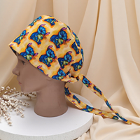 Bonnets de travail pour infirmières unisexes, doublés satin, avec motif dessin animé mignon, logo personnalisé, à nouer, avec boutons, pour usage hospitalier