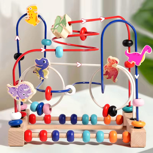 Jeu d'activité de labyrinthe de perles en bois Montessori pour enfants, puzzle à rouleaux de fil avec cadre de comptage abaque, jouets éducatifs précoces - Product Image 4
