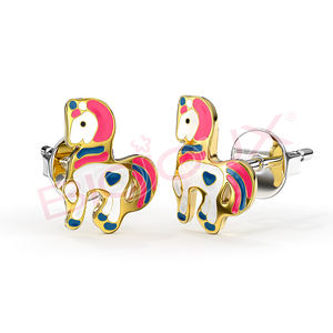 Biojoux Marca BJT704 - Baby Unicorn 8mm Short Post 14GP Pendientes Elegantes Girl Unicorn Pendientes - Product Image 3