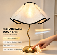 Lampe de table rechargeable avec abat-jour en tissu, base en fer, charge sans fil, variateur tactile, ambiance, pour restaurant et bar, 2600mAh, OEM