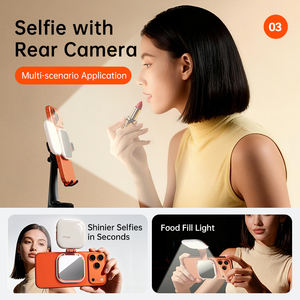 Lampe à <span class=keywords><strong>selfie</strong></span> magnétique compatible MagSafe, lumière d'appoint LED 360°, miroir, température de couleur réglable, design portable et pliable - Product Image 4