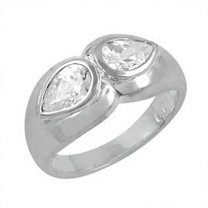 Anillo de cóctel bohemio para hombre Art Palace, de plata 925 con baño de rodio, con circonita cúbica de laboratorio de corte pera y engaste de bisel - Product Image 1