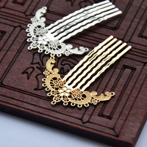 Peineta de Cobre con Filigrana 45*62MM, Hueca, Estilo Tradicional Chino, Accesorio Hanfu - Product Image 3