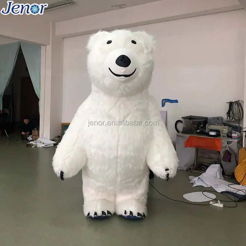 Trắng Plush Inflatable Polar Bear Linh Vật Trang Phục Cho Cuộc Diễu Hành Thành Phố