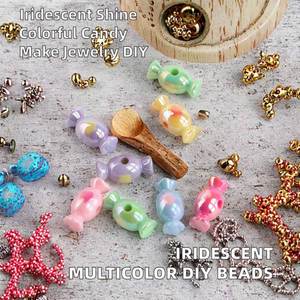 ลูกปัดอะคริลิคเคลือบสีรุ้งน่ารัก รูใหญ่ สำหรับทำเครื่องประดับ DIY สร้อยข้อมือ สร้อยคอ พวงกุญแจโทรศัพท์ - Product Image 3
