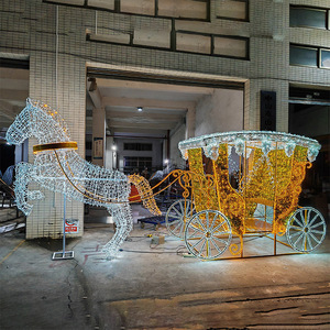 Grande luge de Noël 3D extérieure <span class=keywords><strong>avec</strong></span> <span class=keywords><strong>rennes</strong></span> et lumières LED pour la décoration de rue, éclairage de Noël - Product Image 2