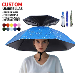 Chapeau parapluie pour la tête, protection solaire et pluie, diamètre 52-75 cm, en nylon, ouverture manuelle, pliable, pour agriculteurs - Product Image 2