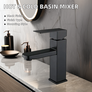 Più venduto 304 in acciaio inox singolo foro rubinetto lavabo caldo e freddo <span class=keywords><strong>nero</strong></span> <span class=keywords><strong>lavello</strong></span> <span class=keywords><strong>miscelatore</strong></span> - Product Image 3