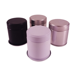 맞춤형 빈 원형 소 허브 주석 캐니스터 커피 금속 상자 차 깡통 차 보관/포장 밀폐 금속 주석 용기/상자 - Product Image 1