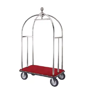 High Quality Hotel Stainless Steel Service Luggage Trolley Cart For 5 Stars Hotel