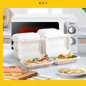 Boîte à burger jetable de style américain en gros, pliable, pour pique-nique, avec compartiments, en plastique PP carré, personnalisable - Product Image 3