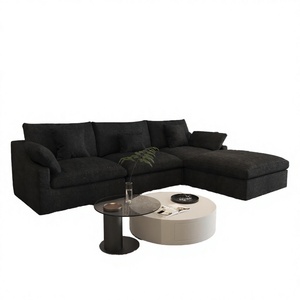 Sofá Seccional Modular Extensible ATUNUS en Forma de L, 3/4/7 Plazas, Tela Chenille, Estilo Nórdico, Negro, Blanco y Gris - Product Image 4