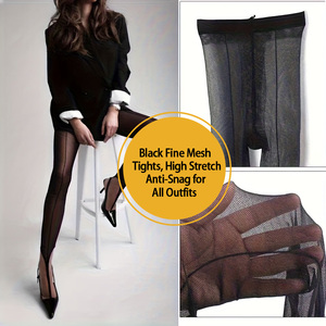 Collants noirs sexy en maille transparente, à motif personnalisé, à une seule couture, à bout ouvert, amincissants, très élastiques et anti-accroc, pour la vente en gros - Product Image 3