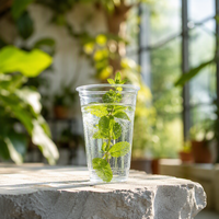Gobelet en plastique PET transparent jetable de 89 mm de diamètre, 16 oz, avec logo personnalisé, pour boissons froides, thé à bulles, café glacé, jus à emporter