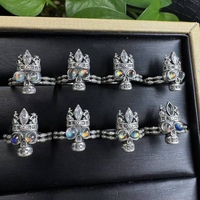 Bague ajustable en argent S925 avec incrustation de pierre de lune de Madagascar, pierre précieuse naturelle, forme de crâne, tendance, sans ternissement, pour les fêtes