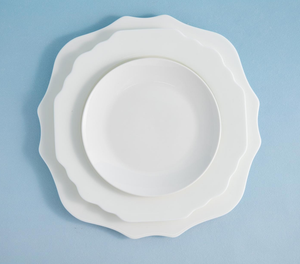 Custom Logo Scalloped Flower Square White Porcelain Tableware Set Custom Pattern <b>Ceramic</b> <b>Plates</b> Bowl Sets For Wedding Hotel - Product Image 5