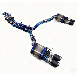 Système d'échappement à soupapes intermédiaires et arrière en alliage de titane de luxe GDR de 1,2 mm d'épaisseur avec embouts en fibre de carbone forgée ablatifs bleus et télécommande - Product Image 3